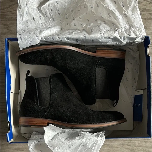 Men's Black Suede Chelsea Boots - Picture 1 of 9